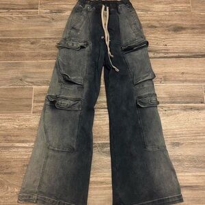 Rick Owens Men's Gray Cargo Pants